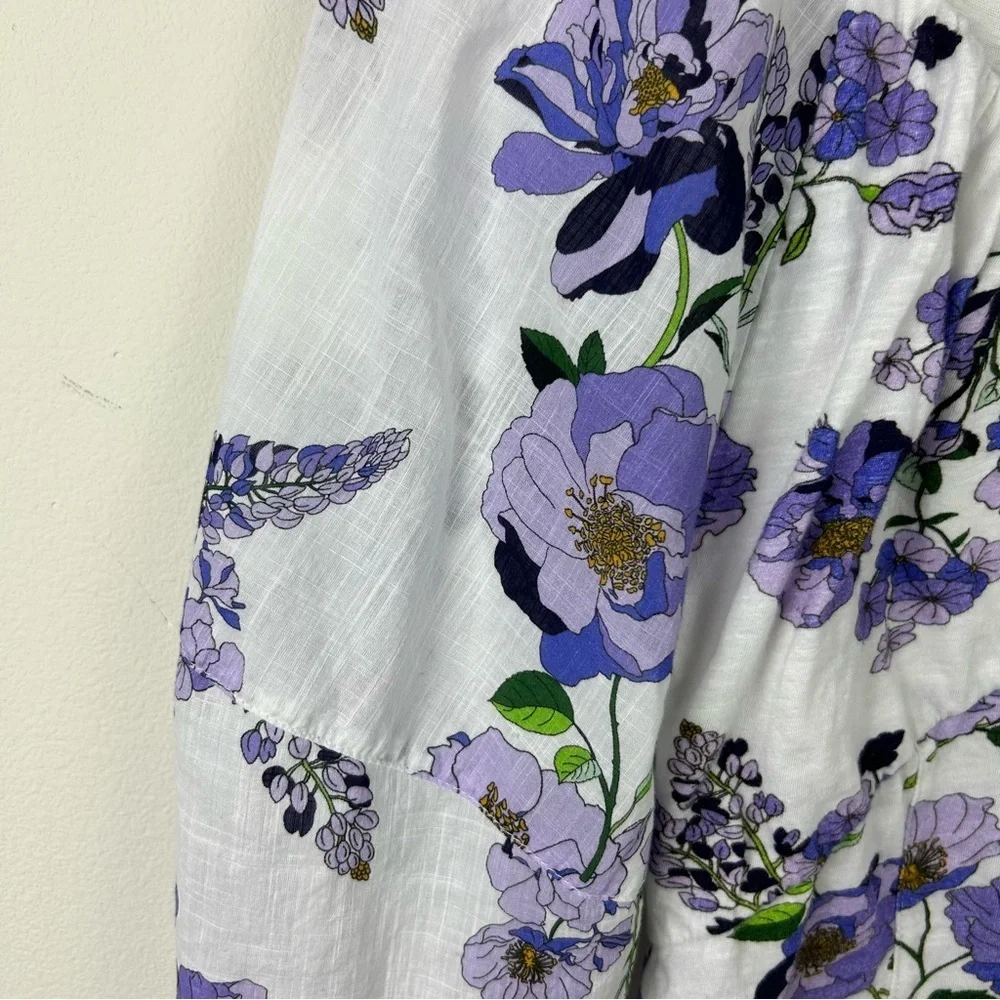 By Anthropologie V-neck ruched knit top purple coral 3/4 sleeve blouse size: S - Picture 5 of 13